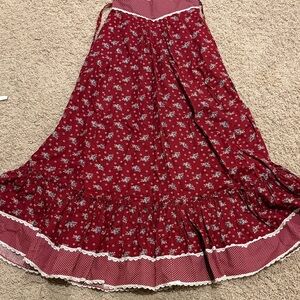 Floral Tiered Maxi Skirt in Red